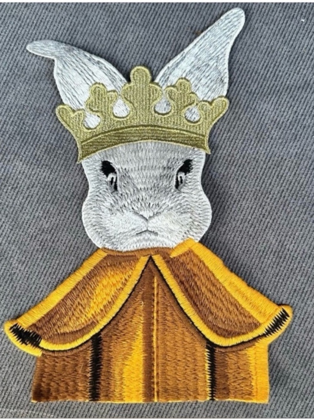Large King rabbit embroidered patch